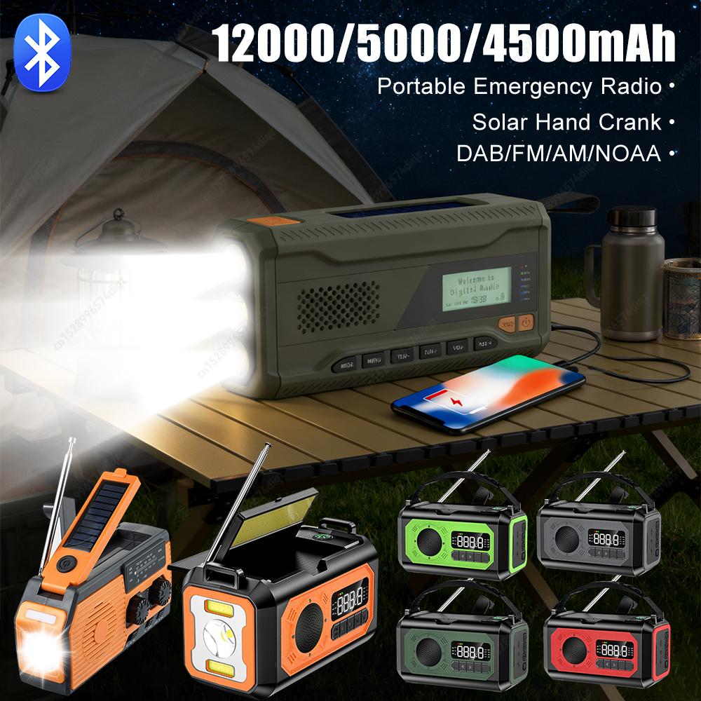 Portable DAB+Digital Radio Rechargable FM Radio with Flashlight BT Speaker Solar Radio Emergency Weather Radio for Camping Storm