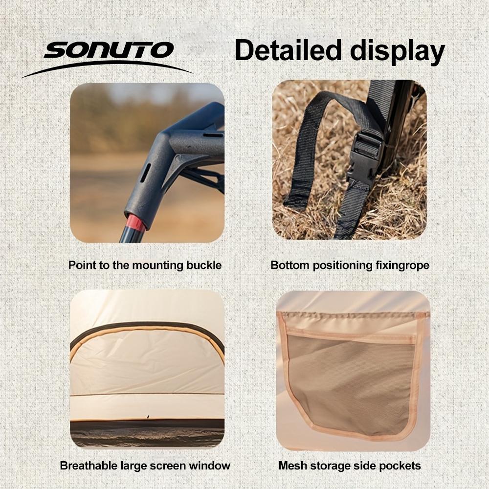 Sonuto Tent Outdoor Camping Overnight Two-bedroom Portable Thickened Field Awning Camping Equipment Family Gathering