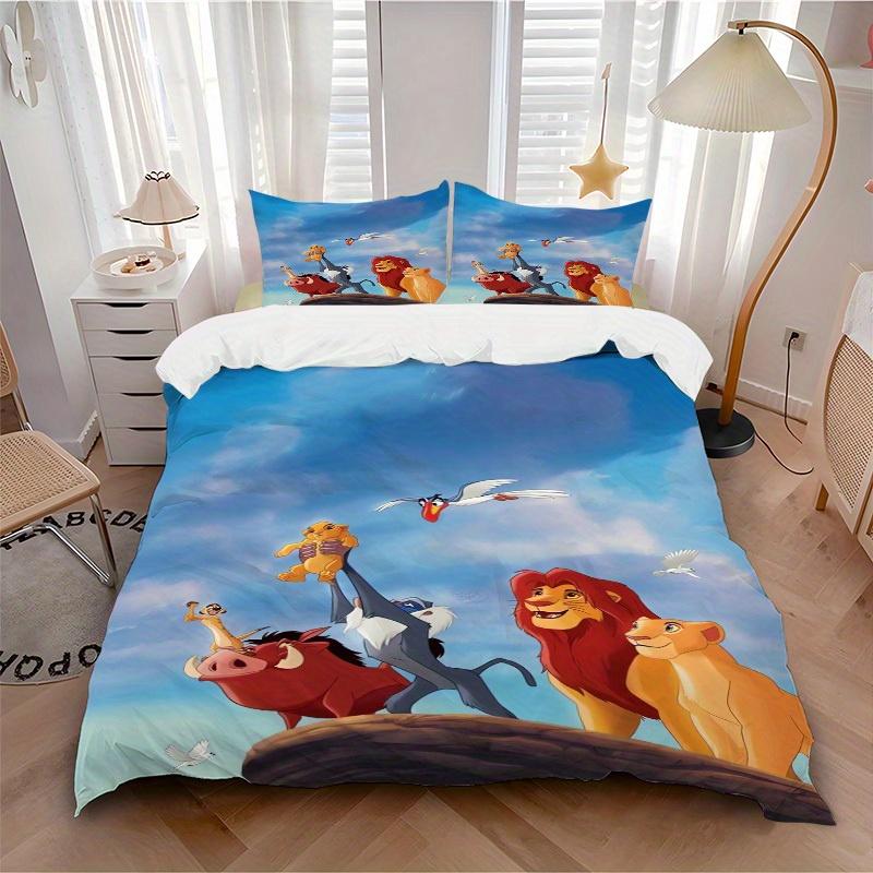 3pcs set Lion King, Simba, Timon Bedding Set with Duvet Cover+Pillowcases, All-Season Polyester, Zipper Closure82 135x200cm