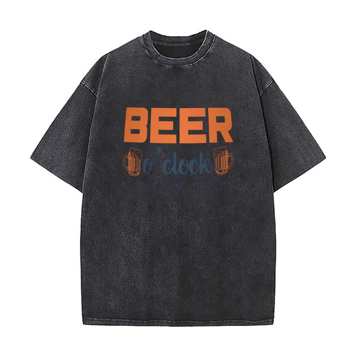 It is time to enjoy the beer now Oversized Short Sleeve Loose Streetwear Short Sleeve Tops Tee S