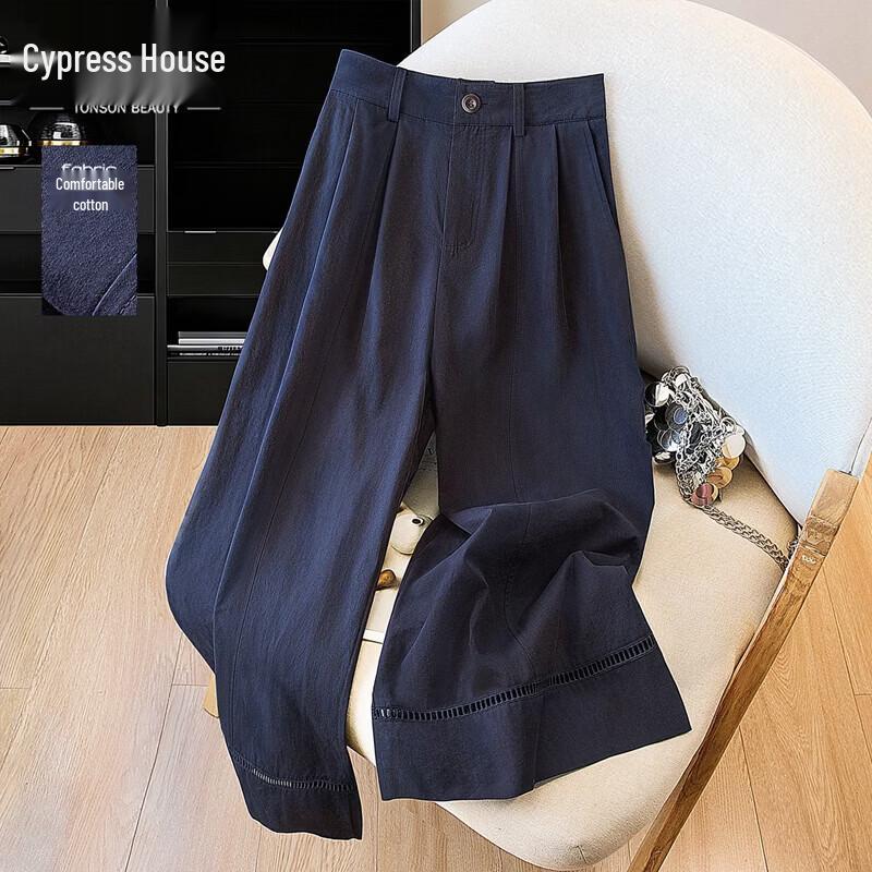 Sibaisha Women s Pure Cotton Wide-Leg Cropped Pants S