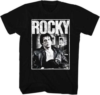 T-shirt Rocky Balboa Nouveau sous licence 034; Roche Assise 034; T-shirt Unisexe Noir 100% Coton SM5XL