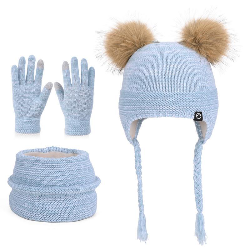 

Kids Winter Knit Hat Scarf Gloves Set With Fleece Lining For Cold Weather Outdoor Activities