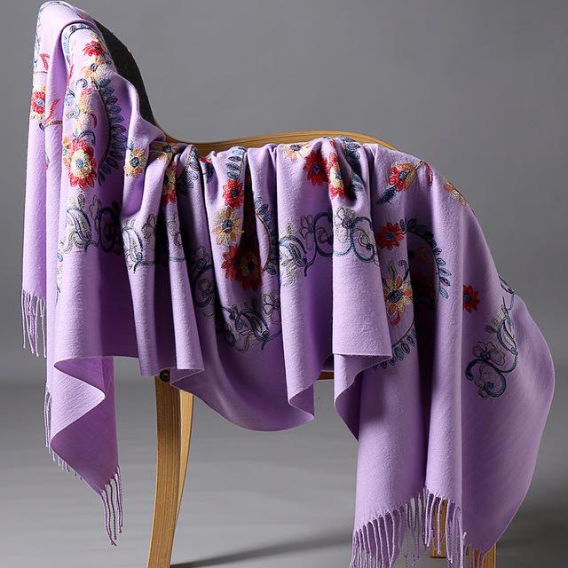 New Arrival Shawl Autumn Winter Scarf Embroider Flower Scarf Shawl Fringed Scarves Women Scarf Designer Bufanda Mujer
