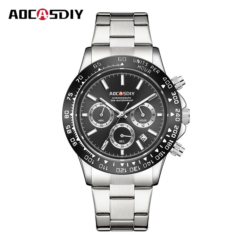 Quarzuhr für Herren Business Gold Schwarz Edelstahl Mode Klassisch Luxus Multifunktional Analog Armbanduhren Reloj Hombre