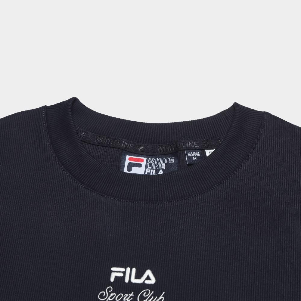 FILA Original Fashion Versatile Simple Comfortable Casual Retro Knitted Short Sleeve T-Shirt Women T-Shirt Legendary-Blue F11W539103FNV