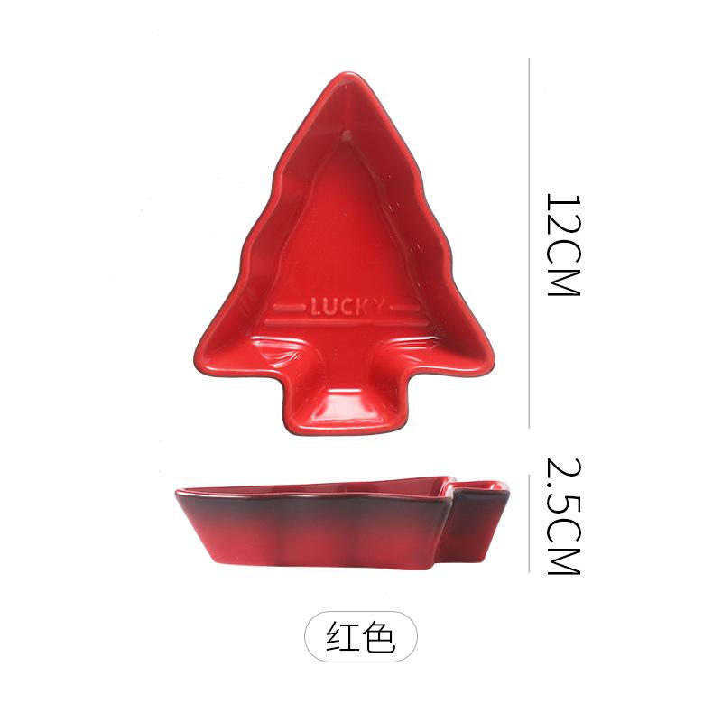 

Colorful Ceramic Christmas Tree Dishes Creative Gradual Change Restaurant Home Snacks Dried Fruit Saucers Sauce Dessert Dishes красный