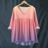 Women's Fashionable And Casual Shirt Long-sleeved V-neck Print Cotton And Linen Blouse