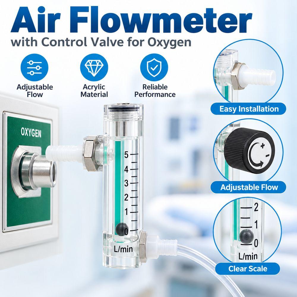 Acrylic Gas Flow Meter Float Indicator Tube Flow Meter Gas Rotameter Oxygen Flow Monitoring