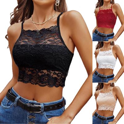 Lace Bralette For Women High Neck Camisoles Racerback Double-