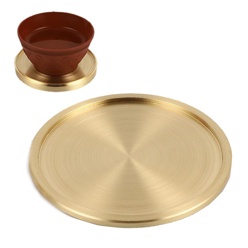 TOMMYFIELD Stylish Brass Coaster, Gold Coaster, Round (10cm), Perfect for Coffee Table Decoration