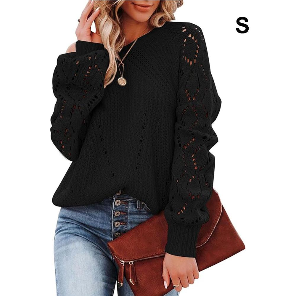Womens Fall Sweaters Fashion Crochet Long Sleeve Off The Shoulder