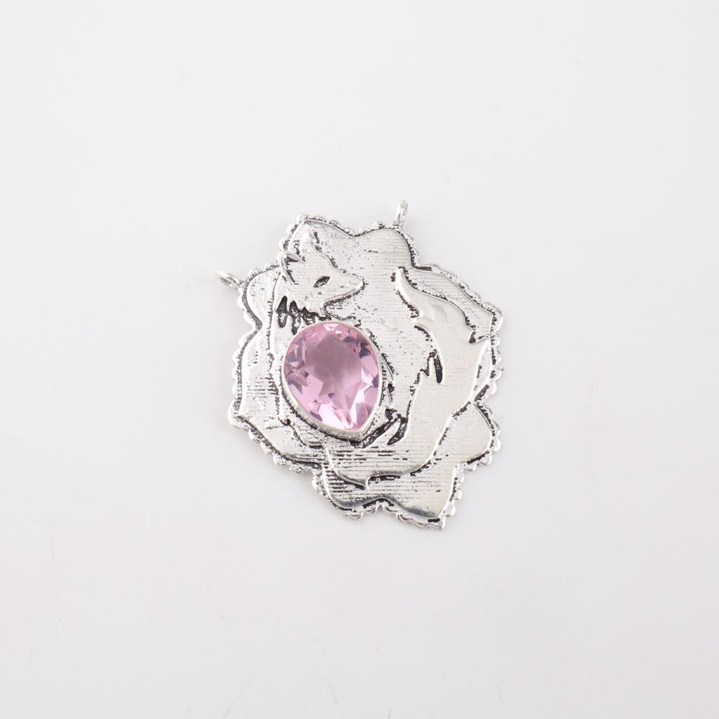 Morganite Gemstone 925 Sterling Silver Jewelry Pendant1.29" For Anniversary Gift CP-32-13