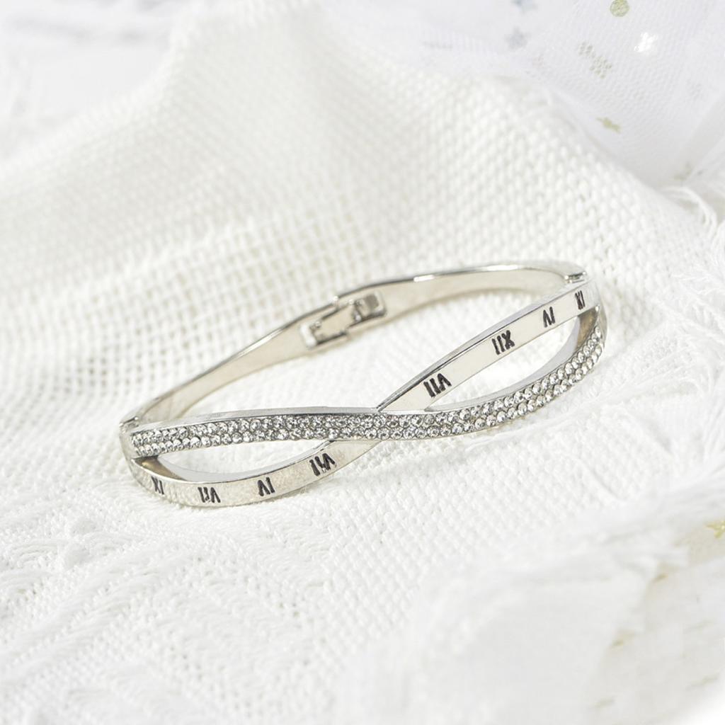 Römische Ziffern Kreuz-eingelegtes Zirkon Armband Damen Einfacher Koreanischer Schmuck