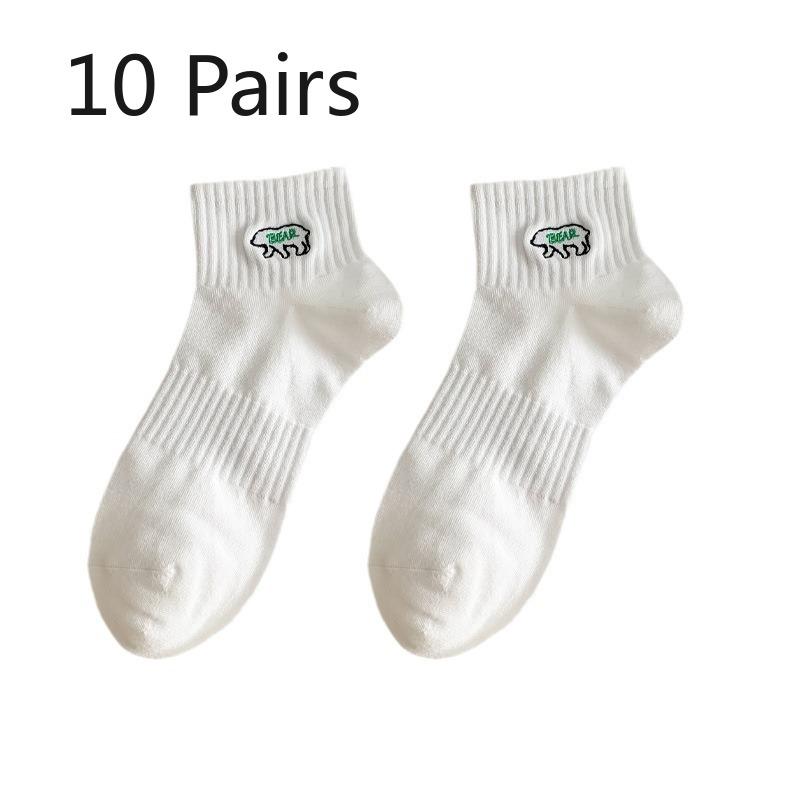 

10 пар мужских летних тонких вышитых модных и универсальных баскетбольных коротких носков, впитывающих пот и дезодорирующих 10 Pairs белый