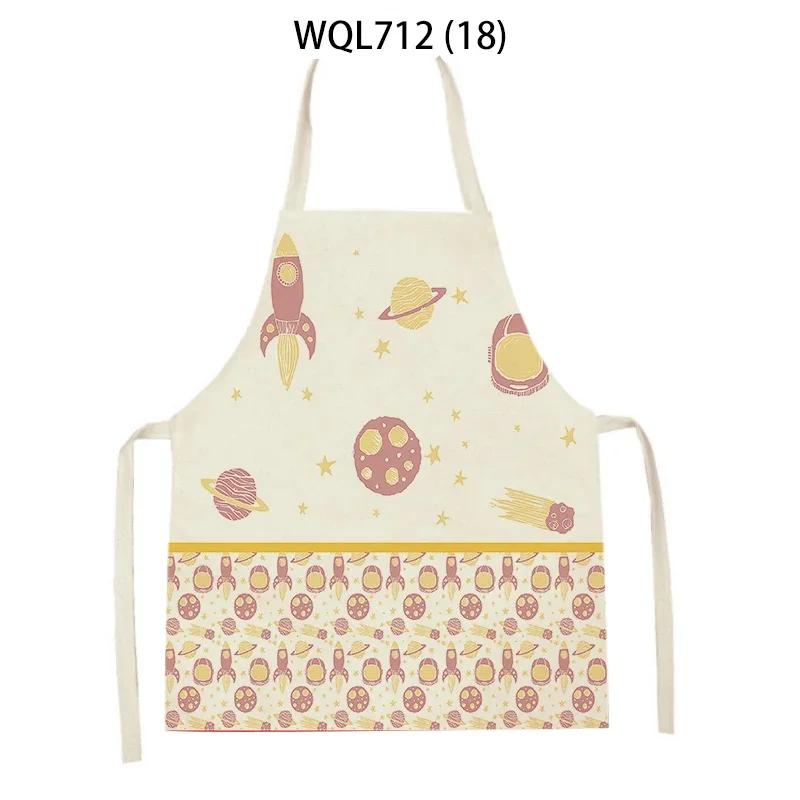 Rocket Planet Print Kitchen Apron for Women Creative Universe Style Baking Accessories Cooking Apron Household Cleaning Pinafore