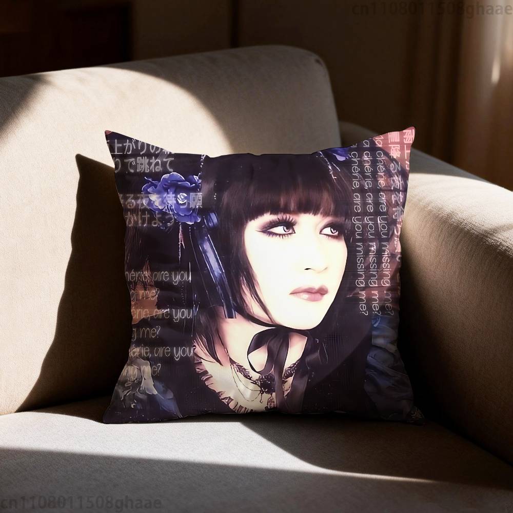 Malice Mizer Visual Kei Rock Pillow Case Antidustmite Pillowcase Invisible zipper silky short plush Sofa cushion cover