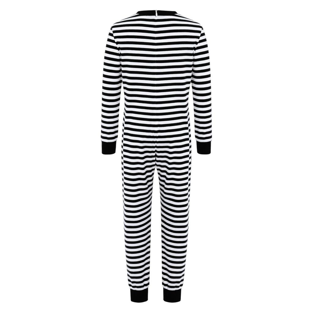 Tuta a righe unisex per bambini con bisogni speciali, abbigliamento adattivo, manica lunga, lunghezza intera, anti-strappo sulla schiena, cerniera invisibile