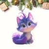 Purple Acrylic Sweet Cartoon Fox Car Accessory For Charming Decoration Interior