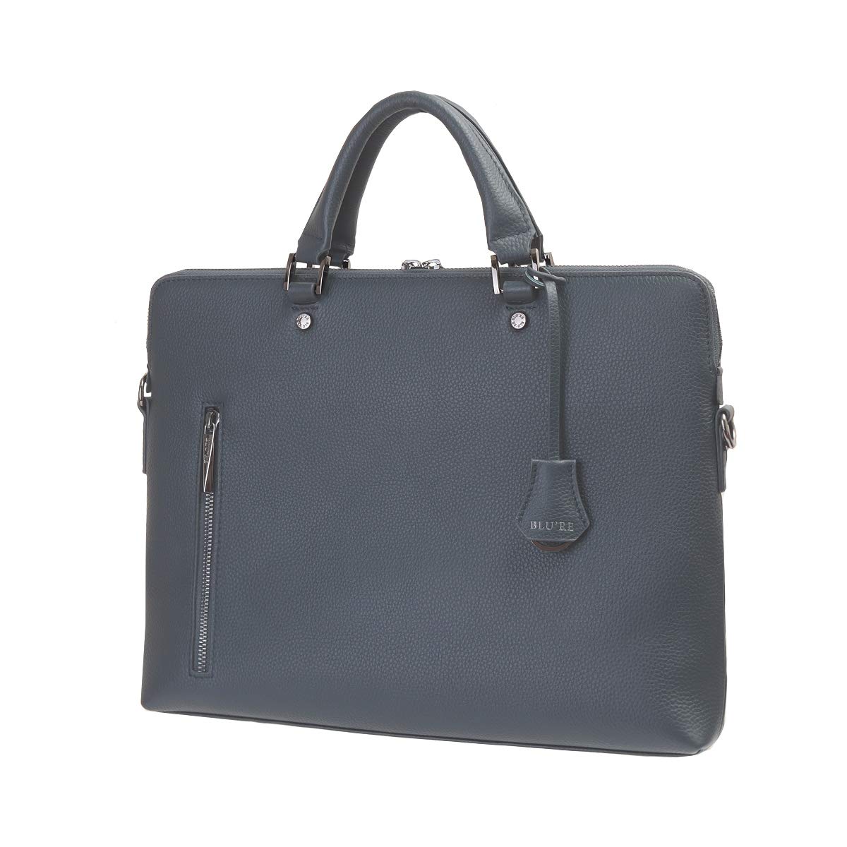 

Мужская деловая сумка Bluere из натуральной кожи, полностью кожаная, с тонким клином, портфель 2-в-1 с плечевым ремнем [BLU-304] (военно-морской флот)