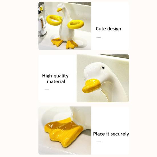 Electric Toothbrush Holder Duck Shape Holder, Ceramic Stand, Sturdy Toothpaste Cute Bathroom Countertop Organizer, for Bathrooms Durable Organizer
