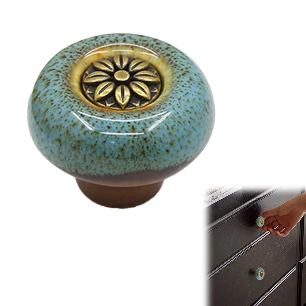 Pastoral Ceramic Pumpkin Cabinet Handle Painted Classical Handle Chest of Drawers Wardrobe Door Single Hole Handle