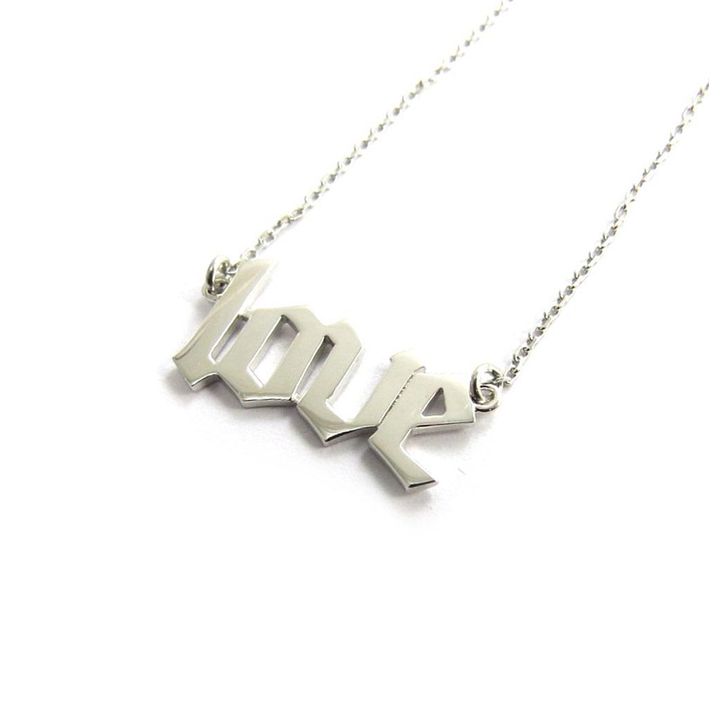 Les Trésors De Lily [N2854] - Collier Argent 'Love' argenté (rhodié) - 20x11 mm (gothique)