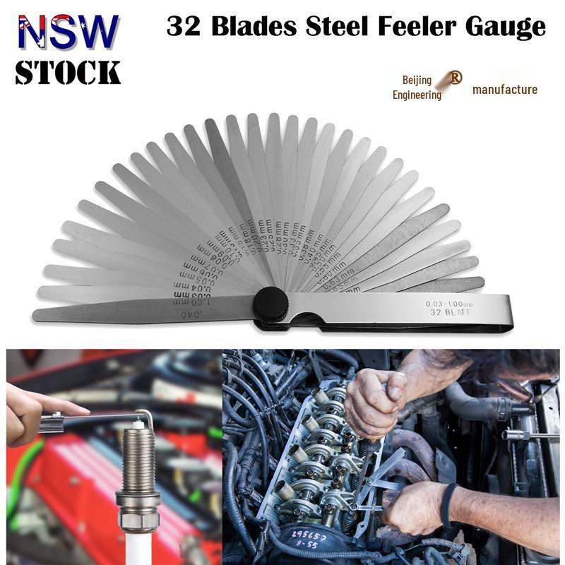 32-Piece Stainless Steel Feeler Gauge Set, Metric/Imperial, 0.03-1mm, 0.001 -0.040  Thickness