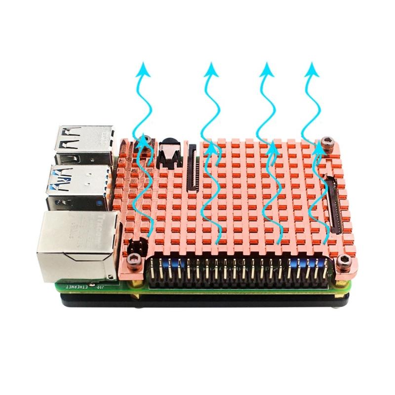 For Raspberry Pi 4 Pure Copper Heatsink Protective Case Passive Cooling Shield For Pi 4B Mod Metal Outer Shell Kit