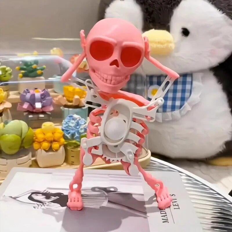 3D Skeleton Toy Fun Dancing Skeleton Toy Swinging Skeleton Toys Stress Relief Toys Manual Wind-Up Rocking Toy for Decorating