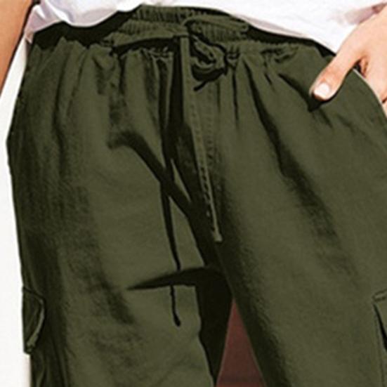 Pantaloni Cargo Monocolore Coulisse Donna Tasche Multiple Caviglia Legata per il Lavoro
