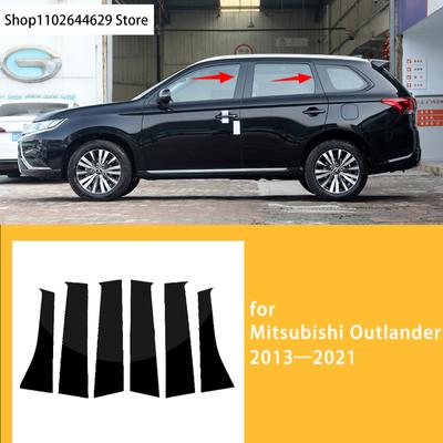 6Pcs/set Car Pillar Posts Door Window Trim Cover Sticker for Mitsubishi Outlander 2013 2014 2015 2016 2017