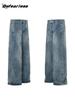 Unisex Retro Bootcut Jeans: 15.5oz Washed Heavyweight, Loose Fit Casual Pants