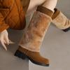 Large Size - Women's Boots Autumn and Winter Flat Heel Women's Boots Winter Boots Thick Heel Medium Tube European and American Snow Boots Keep Warm