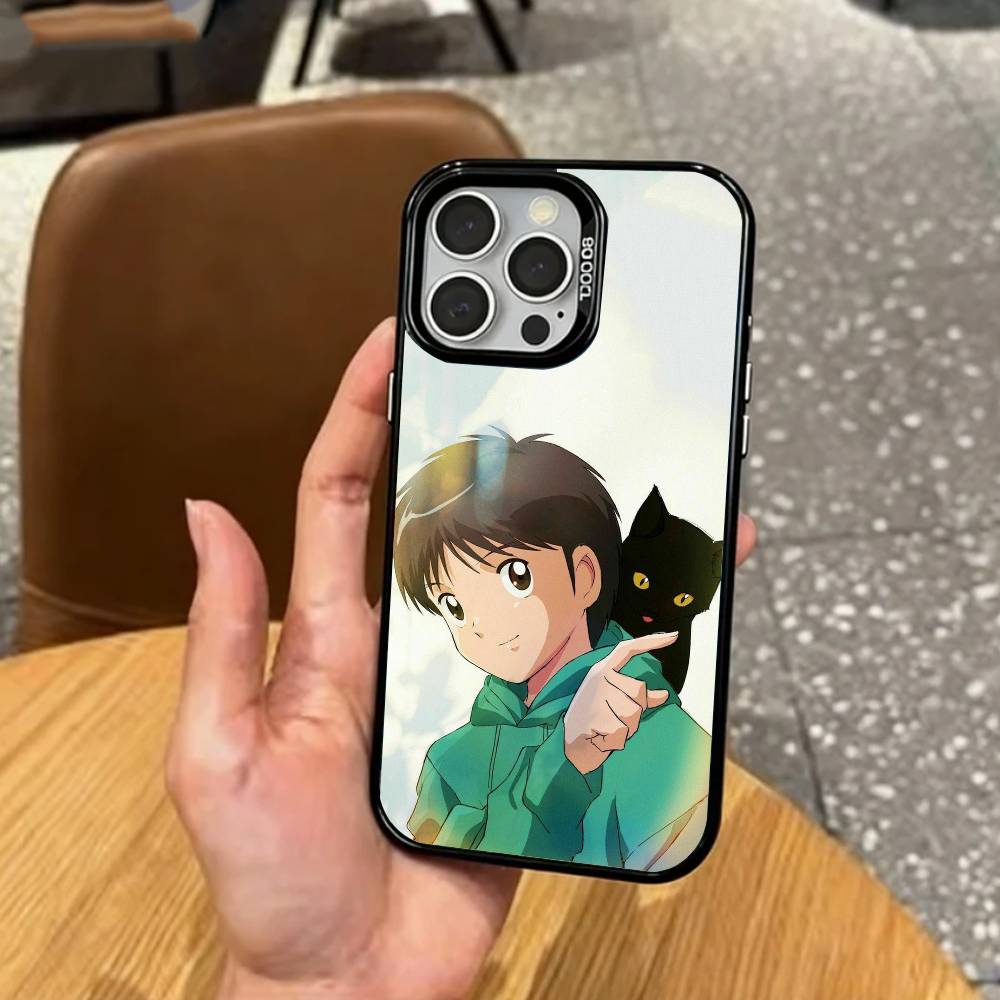 Anime C-captain T-tsubasa Phone Case For iPhone17,16,15,14,13,12,11 Plus,Pro Max Colored Silver Plated Inside Cover