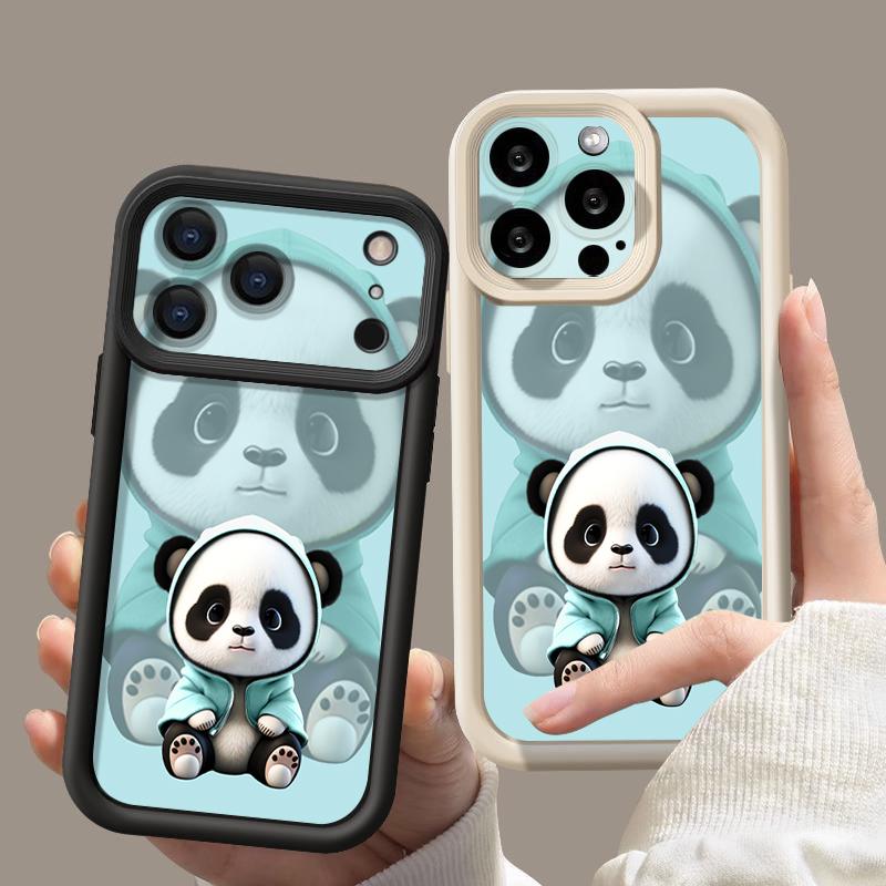 Blue Coat Panda Pattern Case For iPhone 17 Pro Max Funda Shockproof Bumper Cover For iPhone 16 Pro Max 15 14 13 12 11 Air 16E