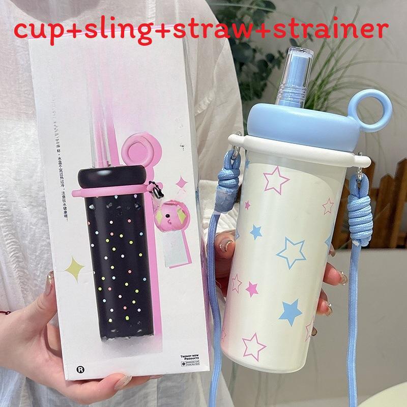 

Modern Minimalist 316 Stainless Steel Insulated Cup With Carry Strap For Office And Travel синий