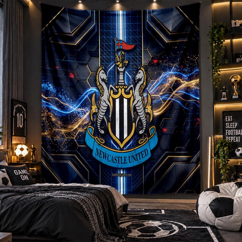 Nástěnná tapisérie Newcastle United Fotbalový potisk Látka do obývacího pokoje Ložnice Domácí dekorace
