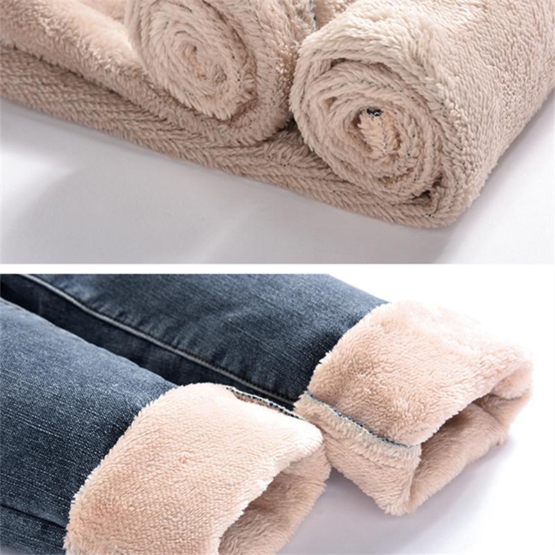 Autumn Winter Fashion Women Vintage Harajuku Jeans Fleece High Waist Casual Thicken Warm Elasticity Slim Skinny Jeans Streetwear