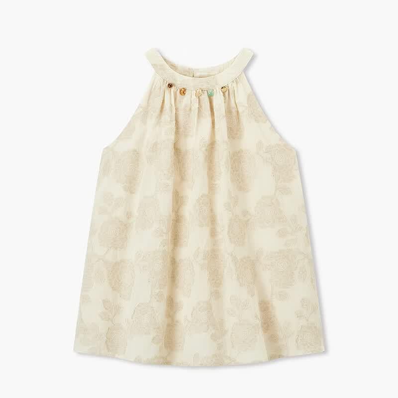 Eichito Linen Blend Halter Chiffon Sleeveless Top