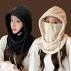 Winter Woman Men Outdoor Ear Protection Warm Thick Plush Wool Hat Women Soft One Piece Hat Scarf Female Fashion Prevent Cold Wind
