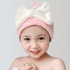 Kids Hair Drying Cap Super Absorbent Quick Dry Hair Towel Wrap with Button Cute Bow Anti-Frizz Turban for Girls Long Hair