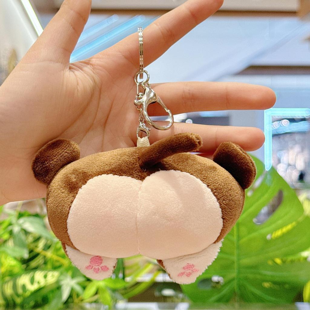 Creative Plush Corgi, Pig, and Cat Butt Keychain Pendant Charm for Women