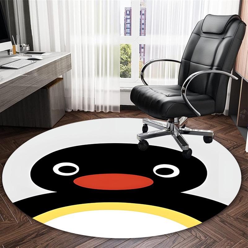 1pc Pingu1 Carpet, Round Rug, Comfortable, Suitable for Entryways, Living Rooms, Office, And Bedrooms, Christmas Decoration