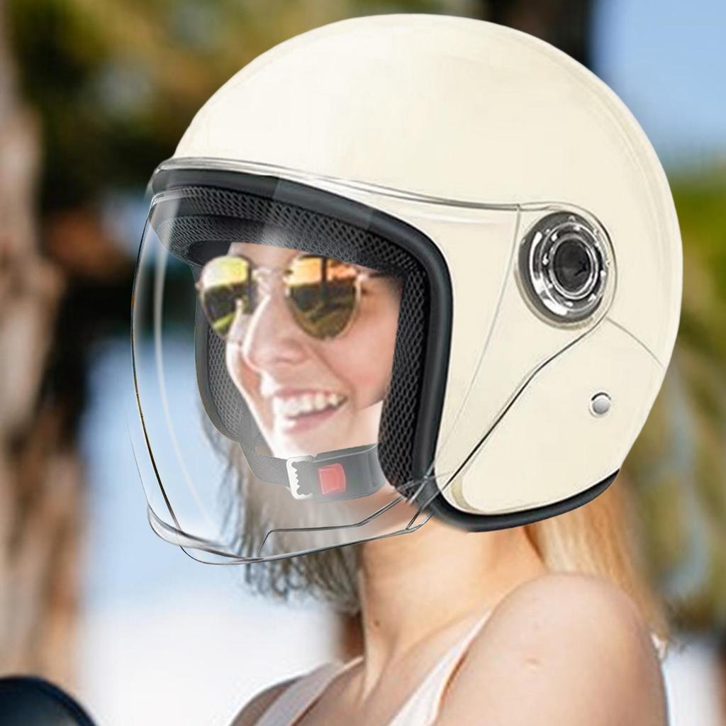 Motorcycle Helmets Half Face Moped Helmet Breathable Protective Gear With Visor For Scooter Riding Sportbike Commuting Outdoor