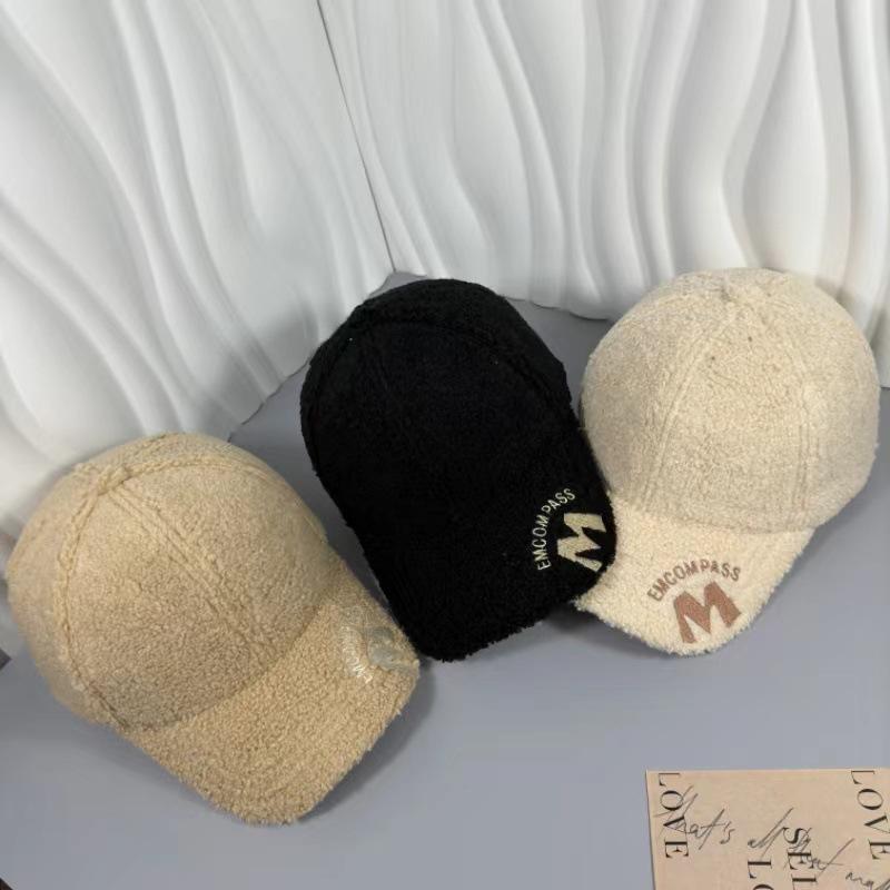 Embroidered Letter Winter Baseball Cap - Adjustable, Warm & Cozy with Soft Fleece Lining, Hand-Washable Polyester - Perfect for Outdoor Activities