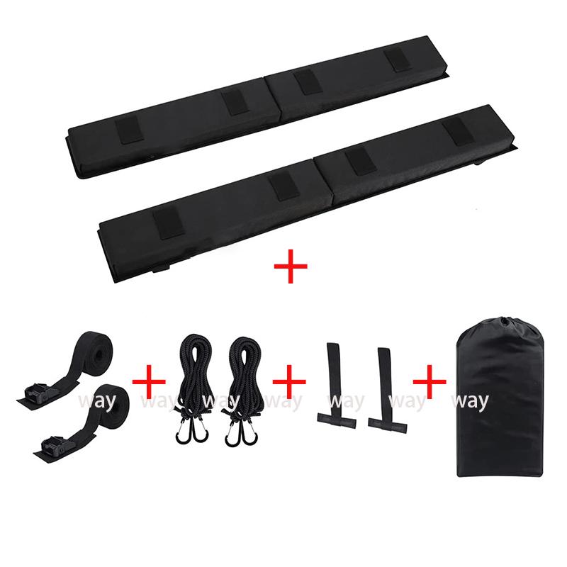 Universal Car Soft Roof Rack Pads Luggage Carrier Roof Cross Bar Pads For Kayak Surfboard SUP Canoe Luggage Rack Cushion-Black 1set