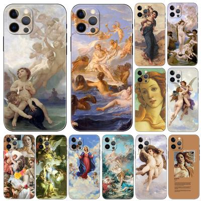 Husă de telefon cu pictură artistică The-Birth-Of-Venus pentru iphone 6 6s 7 8 plus x 10 XR XS 11 12 13 mini pro MAX husă neagră din tpu