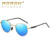 Aolong Retro Polarized Round Sunglasses, Unisex Mirror Reflective Aluminum-Magnesium A553