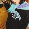 Li-Ning Disney Collaboration Series Cartoon Letter Print Fleece Warm Loose Pullover Sweatshirt Unisex Sweatshirt Black AWDT813-1